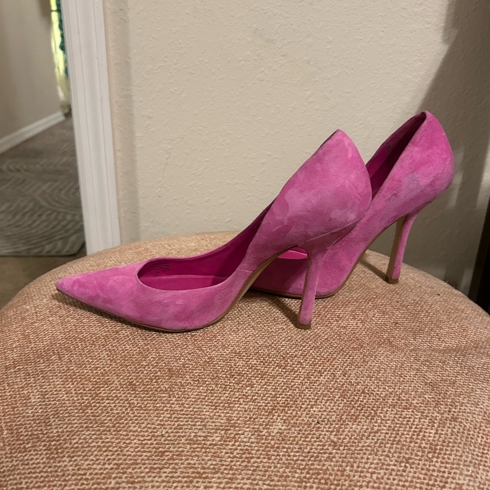 Guess Hot Pink Suede Pointed Stiletto Pumps